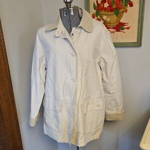 GAP Women's Cream Khaki Chore Coat Jacket With Plaid Flannel Lining